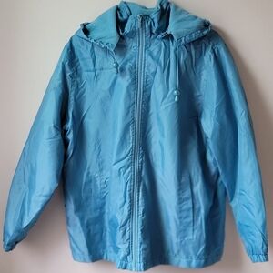 Totes Aqua Fleece Lined Windbreaker Jacket Size Large